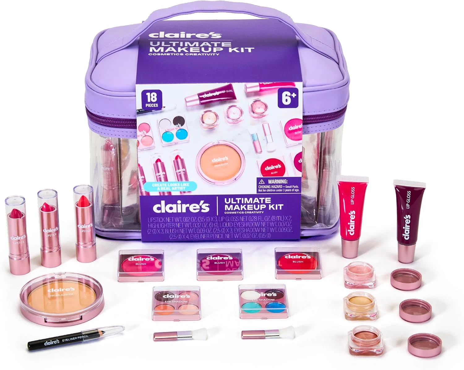 Ultimate Makeup Kit, 18-Piece Real Cosmetic Set, Makeup for Kids 8-12, Girl Toys
