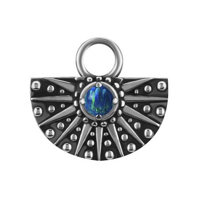 Charms - CoCr NF - durchbrochene Arbeit mit grünem Opal - Silber - D-088