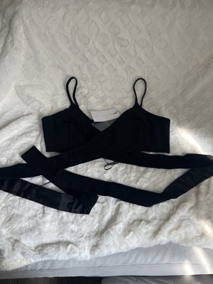 Endless Rose Woman Back Tie Elevated Suede Bralette, Size Large 