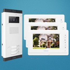 7" Wired Video Door Entry Call Intercom with 3pcs Monitors for House/Flat