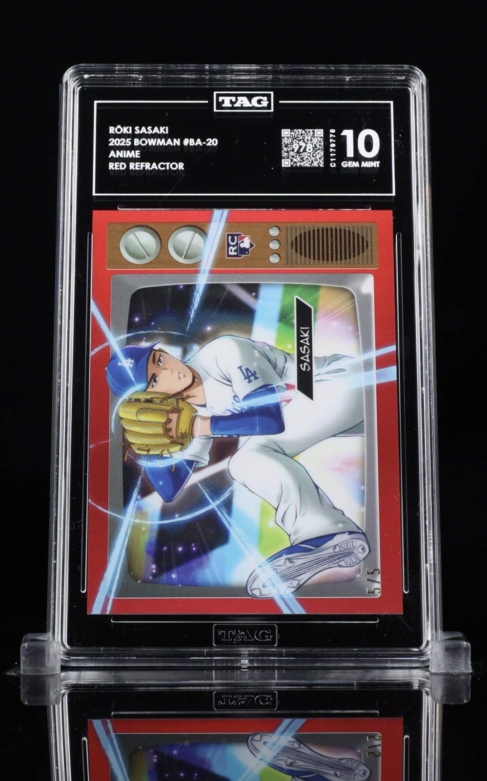 2025 Bowman Anime Roki Sasaki Red Refractor 5/5 Population 1