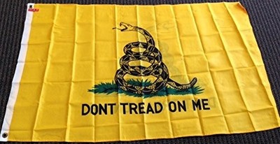 Yellow Gadsden Dont Tread on Me Flag with pin Double Sided Polyester 3