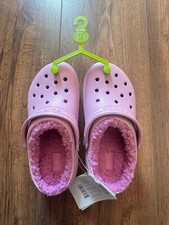 Image of Pink Fur Lined Crocs Brand New Fluffy Crocs Girls Various Kids Sizes