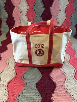 Vintage LLBEAN Boat & Tote Canvas Bag Red & Ivory Los Angeles Live Streamers