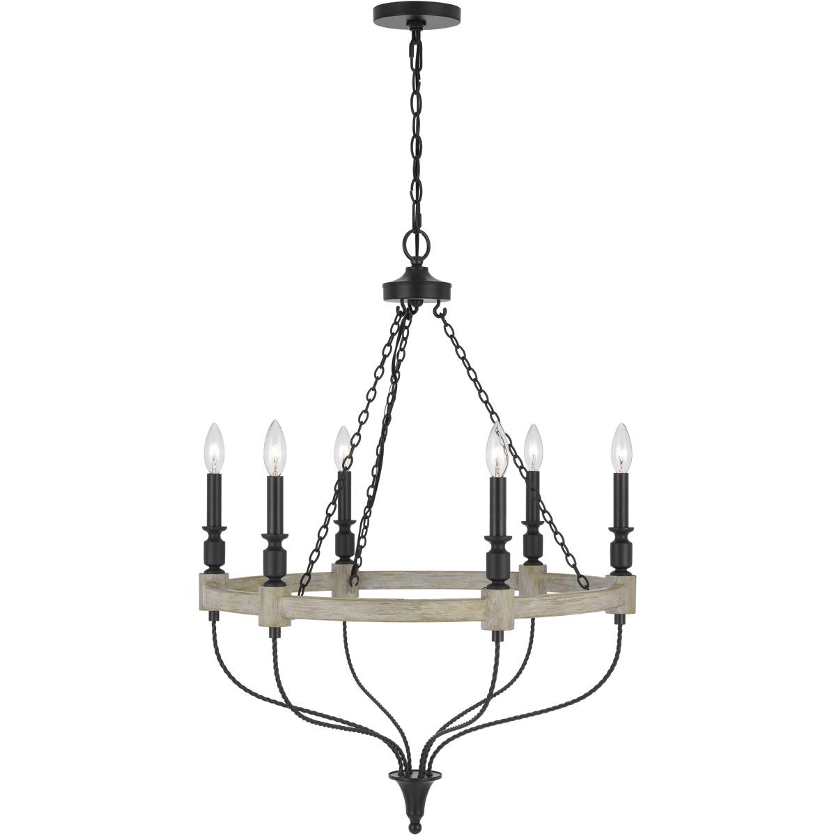 CAL Lighting & Accessories FX-3793-6 Grove Chandelier Drifted Wood and Black