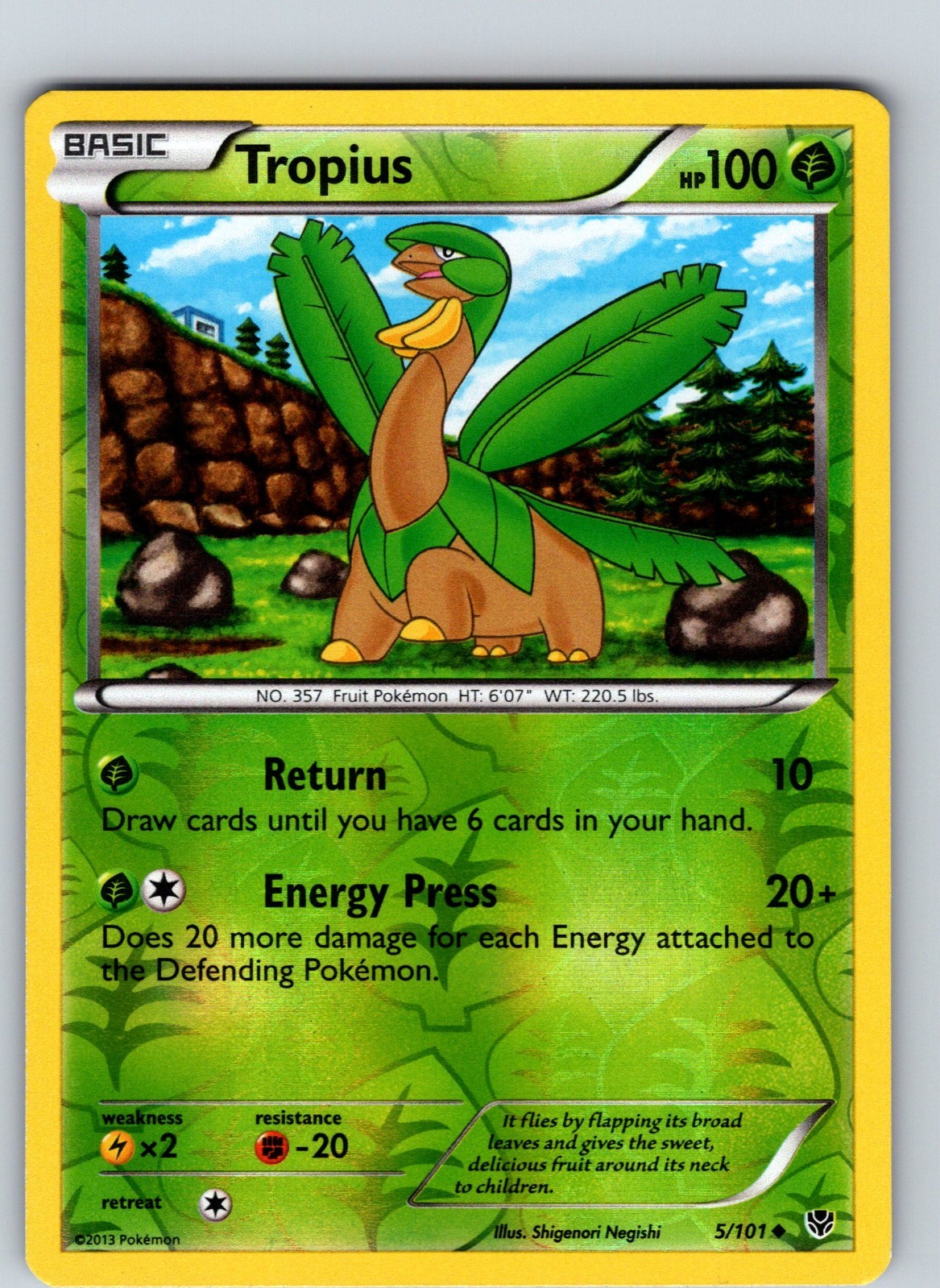 Tropius 5/101 2013 Plasma Blast Reverse Holo Uncommon