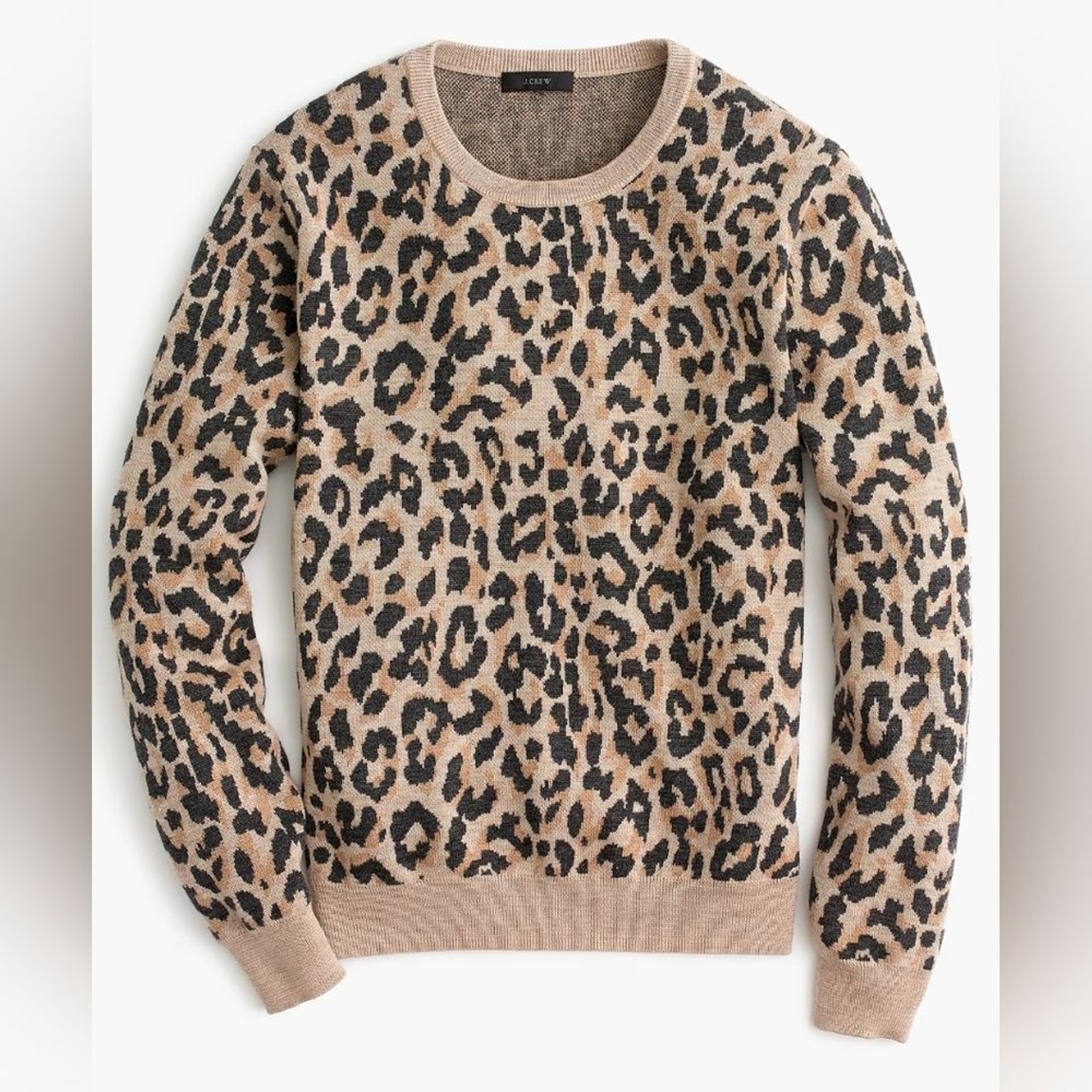J.Crew 100% Merino Wool Leopard Print Sweater S NWT Quiet Luxury Fall