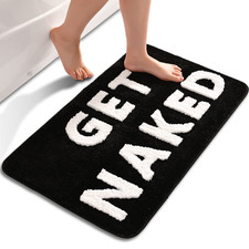 Qjhomo Get Naked Bath Mat Cute Black And White Bathroom Rugs Funny Non Slip