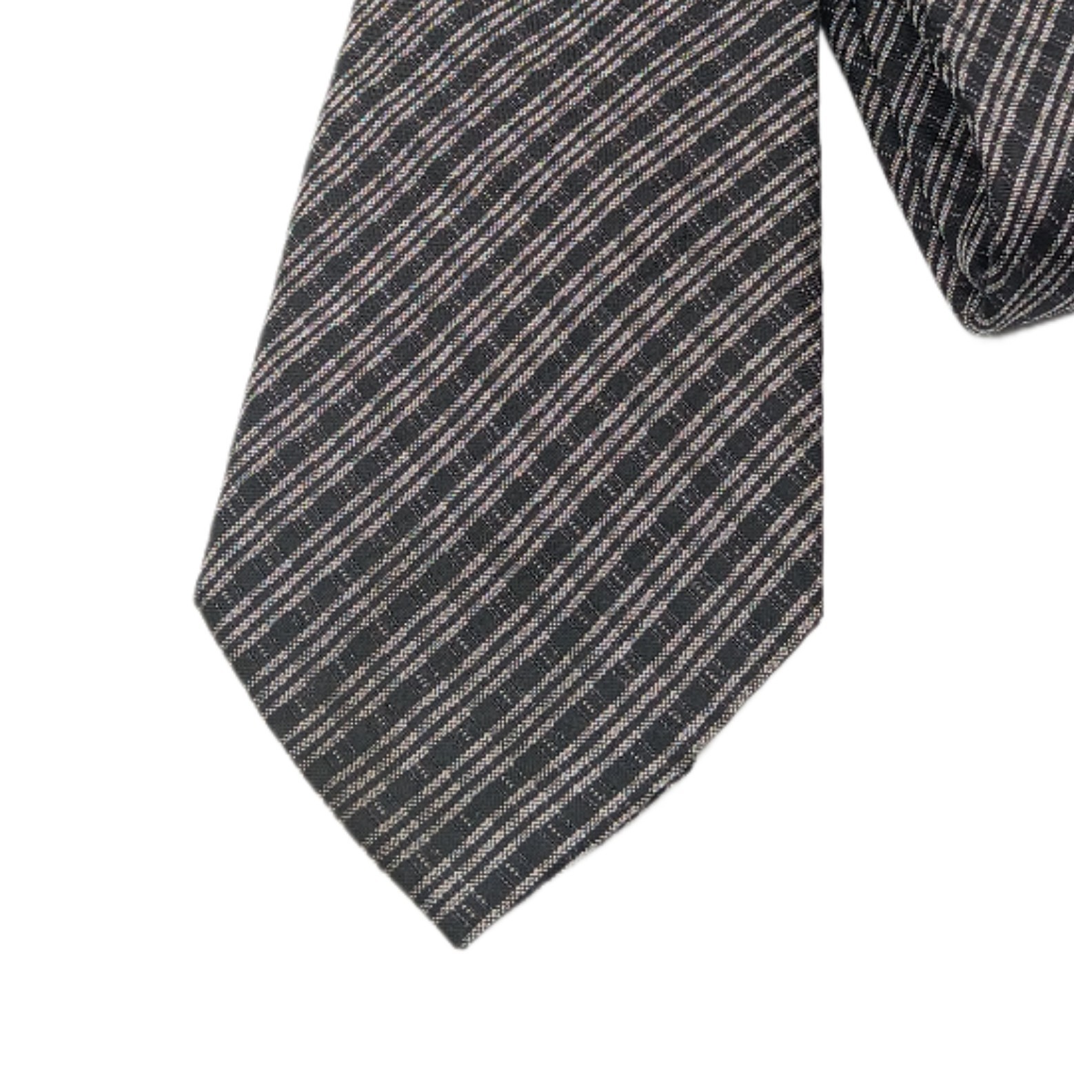 Calvin Klein Repp Tie Mens 62” Black Gray Stripe Silk Blend Designer Classic New