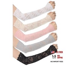 5 Pairs Women Lace Arm Sleeves Fingerless Arm Sleeve Floral Hollow Arms Cover