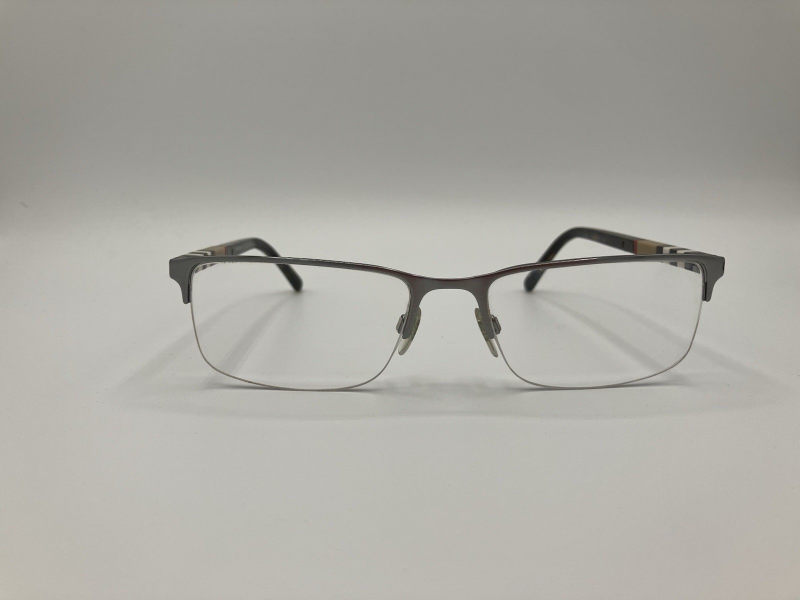 Burberry B 1282 1008 Silver Metal Stripe Eyeglasses Frames Only Italy