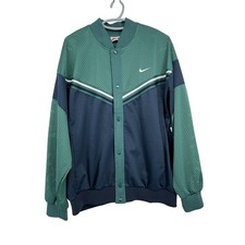Nike Mesh Snap Jacket Green Navy Men's XL Vintage Track