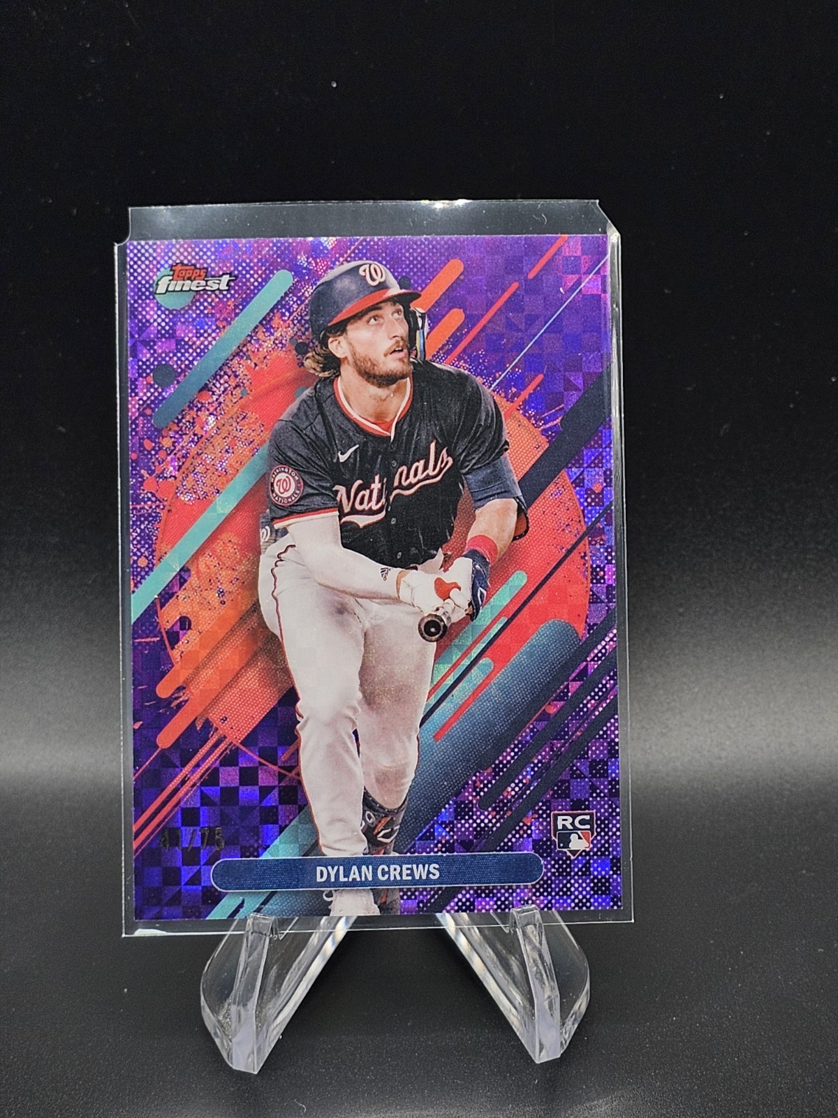 2025 Topps Finest Dylan Crews RC Rare Purple X-fractor /75 #280 Nationals