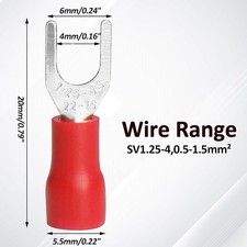 200 Pcs 22-16 AWG Insulated Fork Spade Wire Connector, U Type Electrical Crim...