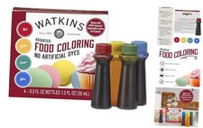 Assorted Food Coloring, 1 Each Red, Yellow, Green, Blue, Total Four 0.3 oz