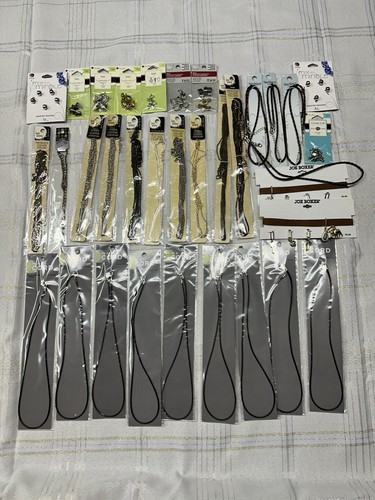 Lot Of Jewelry Making Assortment Of Necklace Chains, Cords, Bails & More