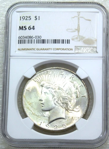 1925 Peace Silver Dollar NGC MS64 Original Gorgeous Luster PQ #L175C