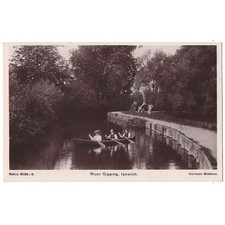 IPSWICH Rowing in the River Gipping, Suffolk RP Postcard Postally Used 1907