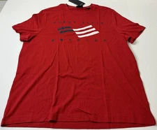 Perry EllisAmerica Men's Logo Flag Short Sleeve Crew Neck Tee Chili Pepper-XL