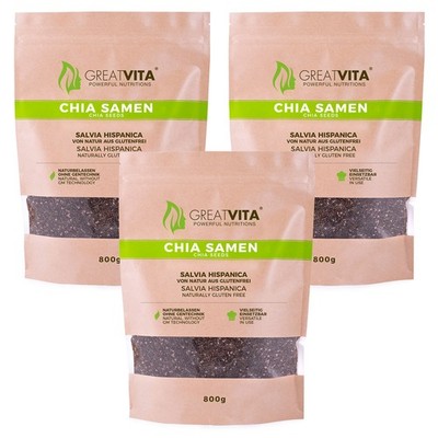 GreatVita Chia Samen, 2400g naturbelassen, ohne Gentechnik - Omega-3-Fettsäuren