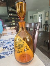 Vintage 60's Mid Century BLENKO 7441 Joel Myers Amber Decanter W/ Stopper Clear