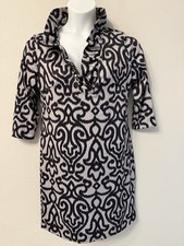 Gretchen Scott size L Ruffle Neck Collar Pullover Stretch Shift Dress
