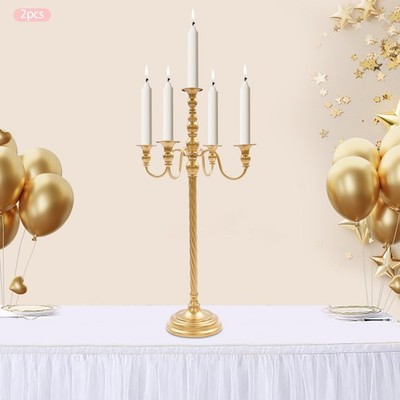 2PCS 28In Floor Candelabra for Candle and Floral Metal Candlestick