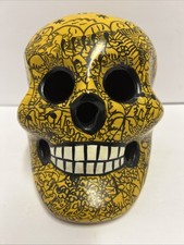 Hand Painted Folk Art Ceramic Sugar Skull Mexico Day of Dead Dia de Los Muertos