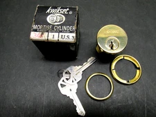 Kwikset Mortise Lock Cylinder # 01-04968 Solid Polished Brass Keys New-Old Stock
