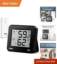 Accurate 500Ft Wireless Temperature Monitor - Indoor/Outdoor Black Thermometer