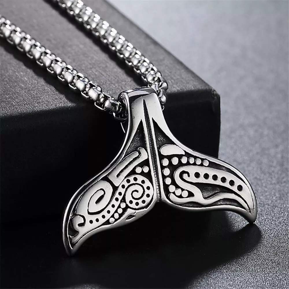 Stainless Steel Jewelry Amulet Killer Whale Tail Pendant Necklace