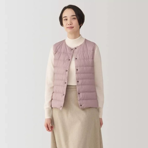 MUJI Collarless Down Vest XS-XXL Packable Lightweight Anti-Static Women NWT - Picture 10 of 33