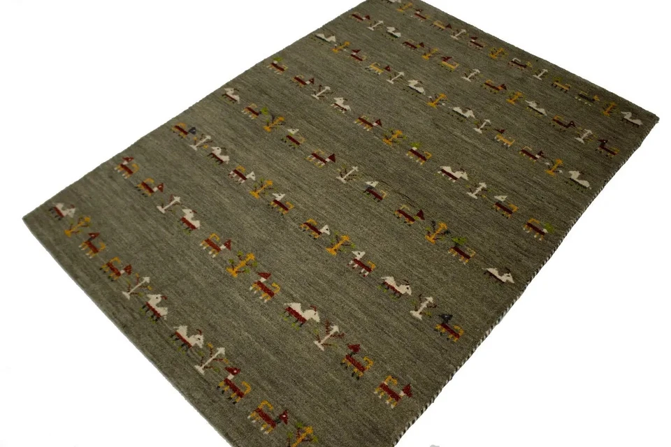 Alfombra oriental tribal hecha a mano gris pardusco decoración habitación para niños alfombra 4x6 pies Foto 4 de 4