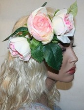 Wedding Garden Rose Flowers Headband, Flower Headband, Boho Style Crown