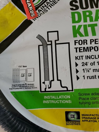 DRAINAGE INDUSTRIES 1¼" X 24' SUMP PUMP DRAINAGE KIT NEW . - Picture 4 of 12
