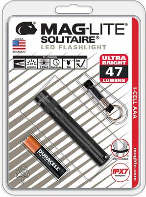 NEW Maglite LED Solitaire Black 1 cell AAA Flashlight SJ3A016
