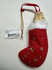 Yorkie Christmas Stocking Ornament, Hand Painted and Stitched Detail