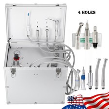 Portable Dental Delivery Unit Air Compressor/High Low Speed Handpiece Kit 4Holes