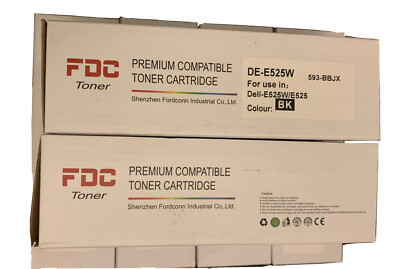 FDC 2 x Schwarz Premium Tonerkassette für Dell E525w E525 593-BBLN Hohe Kapazität