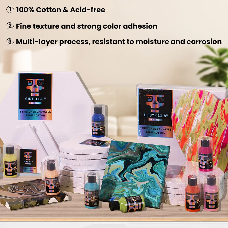 OPHIR 4X Stretched Cotton Canvas for Art Painting Hexagon Painting Boards - Image 3 of 4