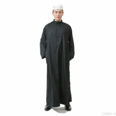KAMEIMEI Abiti musulmani Uomo Islamico Maxi Abito Caftano Abaya Abbigliamento Musulmano Uomini Cerniera Girocollo Islamico Preghiera Abiti Da Uomo Abiti Musulmani, D Kaki, XL