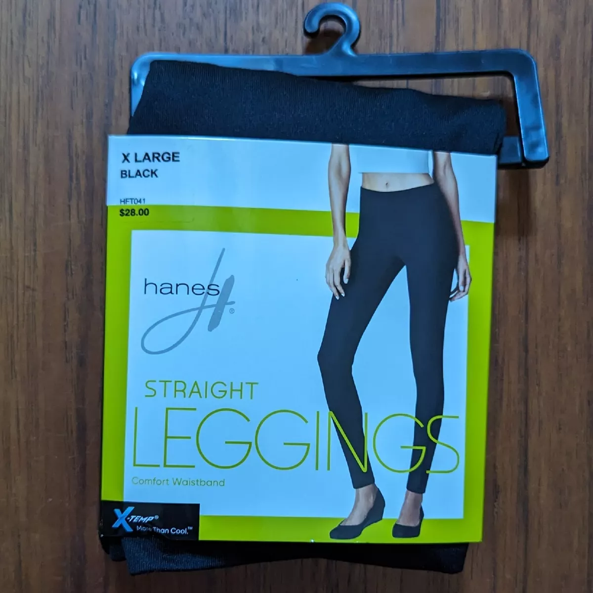 NEW Hanes Straight Leggings Comfort Waistband Size XL Black