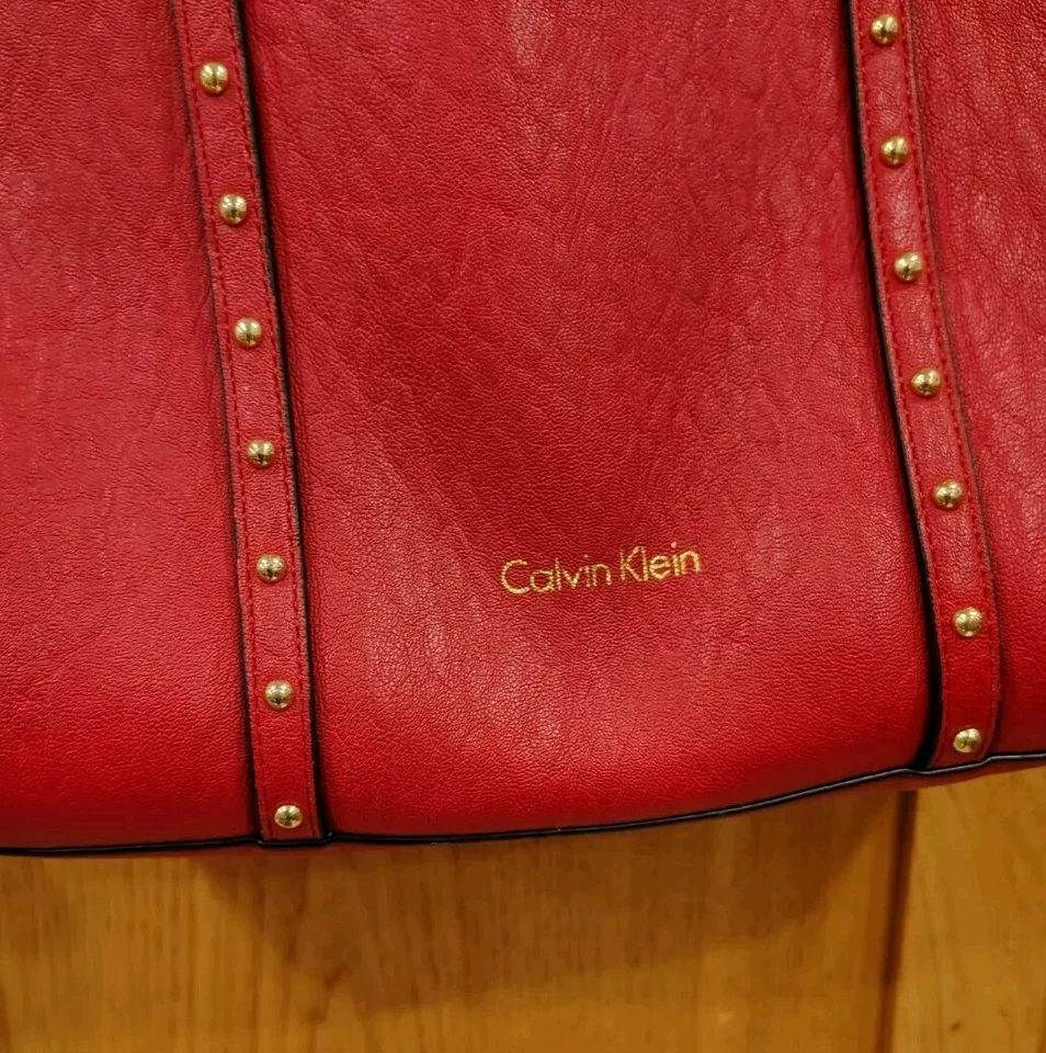 CALVIN KLEIN большой наплечная сумка с короткими ручками из искусственной кожи красный нести все Дамская сумка B16 - Изображение 3 из 4