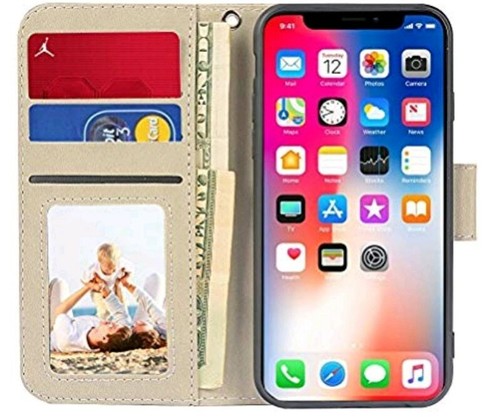 UrSpeedtekLive Brieftasche Abdeckung Kartenfach iPhone X Handyhülle NEU Versand KOSTENLOS aus den USA - Bild 2 von 5