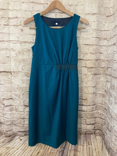 J. Crew Dress Womens 2 A Line Adalie Peacock Feather Blue Cinched Ruched Lined
