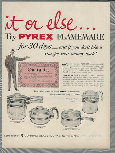 1955 PYREX 2-page advertisement, Corning Glass, percolator, double boiler etc - Bild 3 von 3