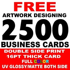 2500 Business Cards Full Color 2 Side Printing UV Coated-Free Design