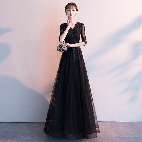 Long Gown Evening Dress A-Line Lace 
