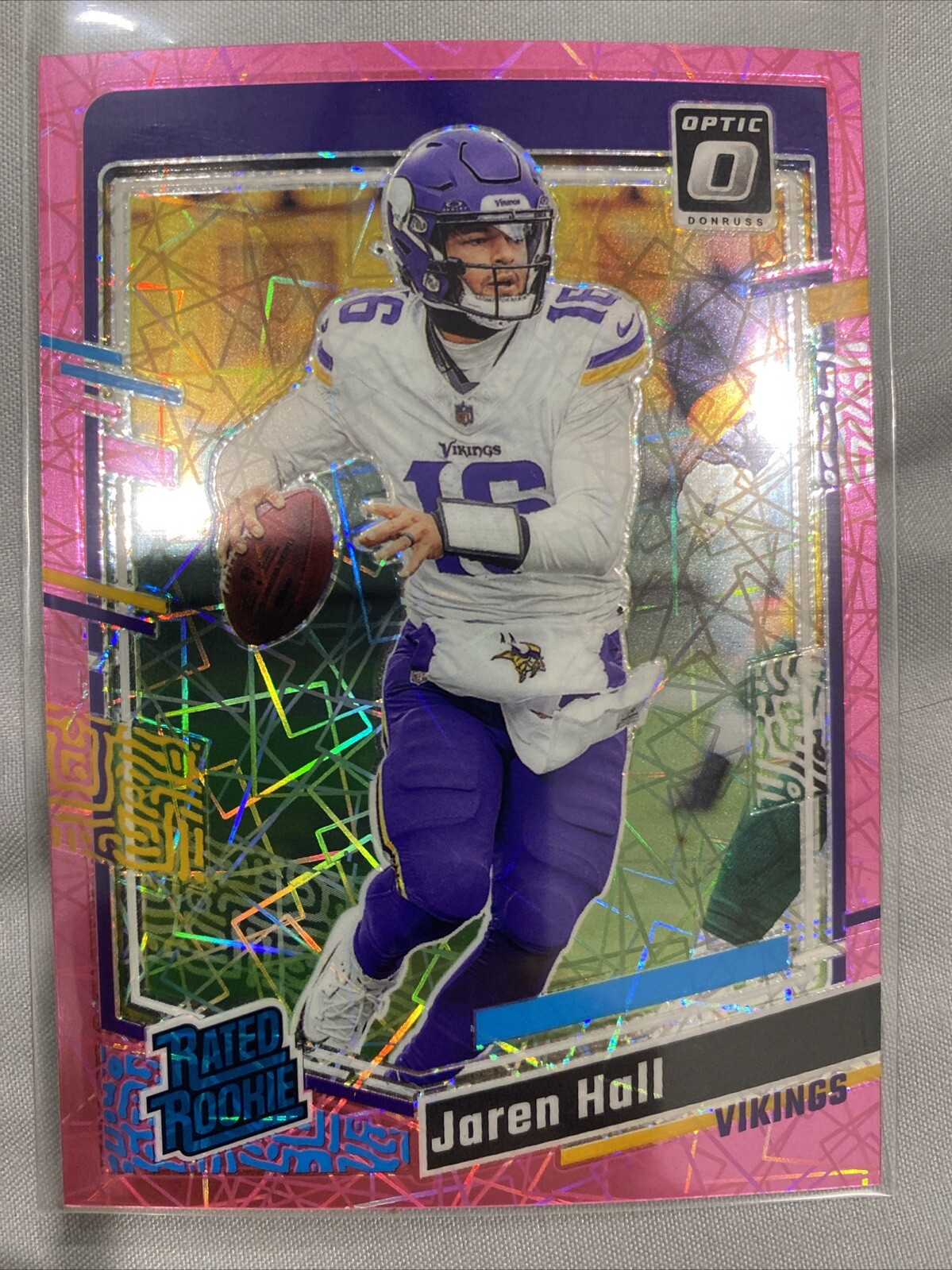 2023 Optic #270 Jaren Hall Rated Rookie RC Pink Velocity Prizm /79 Vikings🔥🏈💎