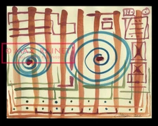 C PETERSON Original Watercolor PAINTING Zombie SKULL Abstract Impressionist POP